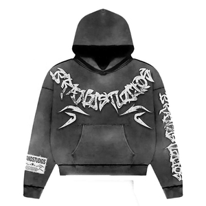 Nouveauté Survêtement d'hiver personnalisé de haute qualité Solide décontracté Lavé à l'acide Sweat-shirt à capuche Pantalon évasé avec logo de marque personnalisé 100% coton - Product Image 4