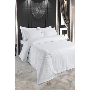 Varol Zeus Series 4-Piece Cotton Satin Striped Double Duvet <b>Cover</b> Set for Hotel Use - Product Image 1