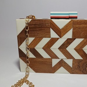 Bolso de Fiesta de Resina de Alta Calidad para Eventos, Bolso de Mano Tipo Clutch para Fiesta, Bolso Cruzado de Moda para Mujer, Bolso de Resina y Madera para Boda - Product Image 3