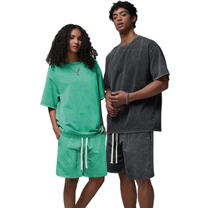 Custom LOGO High Quality Oversize <b>Acid</b> <b>Wash</b> <b>T</b> <b>Shirt</b> and Cotton Shorts 2 Piece Sets Oversize Tee <b>Shirt</b> Men'S <b>T</b>-<b>Shirts</b> Set - Product Image 1