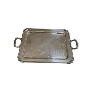 Shiny Silver Color Serving <b>Trays</b> Luxury Design Metal <b>Tray</b> Good Quality Modern <b>Tray</b> Use for Restaurant - Product Image 5