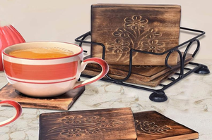 Ensemble de sous-verres avec support en fer maison moderne cuisine bureau restaurant table à manger tasses à thé tasses à café canettes de bière bar verres à eau - Product Image 2