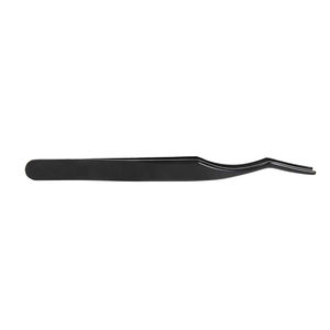 Best Quality Stainless Steel <b>Eyelash</b> Tweezers Black Color Coated Metal Lash Curler <b>Applicator</b> <b>Eyelash</b> Extension Tweezers Remover - Product Image 5