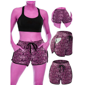 Pantalones cortos para correr de entrenamiento transpirables de cintura alta para mujer para deportes de verano, entrenamiento de Yoga a la moda con volantes coloridos - Product Image 5