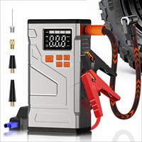 Démarreur de batterie portable 12V 150 PSI et compresseur d'air avec écran LED et moniteur de pression des pneus pour voiture et moto