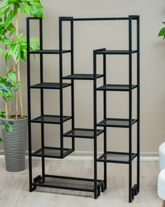 Modern Black <b>Metal</b> Etagere <b>Shelf</b> <b>Unit</b> 12 Tier Modular Bookcase Freestanding Living Room Furniture Minimalist Design - Product Image 4