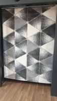 Tapis turc moderne en polyester Adiva, motif puzzle carré, pour salon, avec envers en jute, fabriqué à la machine, résistant aux taches