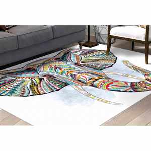 Tapis éléphant : Tapis fin antidérapant à motifs ethniques, tapis doux non tissé - Product Image 1