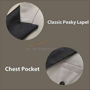 Traje de esmoquin formal para hombre, Conjunto Clásico de 2 piezas con solapa de pico, chaqueta de doble botonadura y pantalones a medida, ajuste Regular Beige - Product Image 3