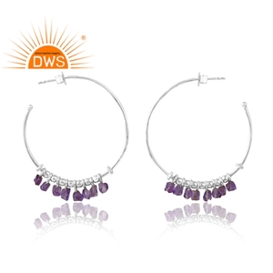 Hot Selling 925 Sterling Silver Natural Amethyst Gemstone Dangle <b>Earring</b> Custom Jewelry Manufacturer - Product Image 4