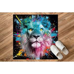 Tapis Lion Coloré : Art Abstrait de la Jungle, Tapis Moderne, Tapis Doux à Poils Longs - Product Image 1