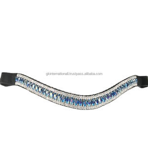 Selle noire en cuir saphir, 3 rangées de cristaux AB, bande de sourcils de cheval, équipement de cheval en cuir de haute qualité, vente en gros - Product Image 1