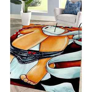 Tapis de salle de bain imprimé « Fille sur le WC », tapis en chenille pour décoration de salle de bain moderne - Product Image 2