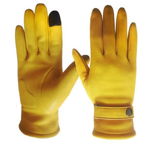 Gants en cuir pleine main en peau de mouton véritable non doublés pour hommes, logo personnalisé, design simple, tendance, écran tactile, cyclisme quotidien - Product Image 5