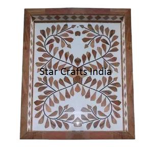 Couleur rose 14 pouces de diamètre Design classique incrustation de nacre et plateau de service en résine plateau rond plateau de service alimentaire cadeau de mariage - Product Image 6