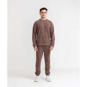 กางเกงวอร์มเทอร์รี่สำหรับผู้ชาย สวมใส่สบาย สีดำ/น้ำตาล - Product Image 3