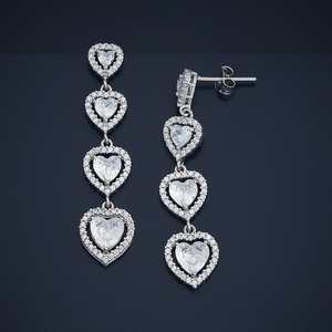 92.5 <b>Silver</b> Chandelier <b>Earrings</b> <b>Heart</b>-Shaped 183065 for Weddings - Product Image 2