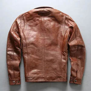 แจ็คเก็ตหนังแท้สั่งทำสำหรับขายส่ง ผ้าหนังวัวแท้ แจ็คเก็ตแฟชั่นผู้ชาย แจ็คเก็ตหนังแท้ทำมือระดับพรีเมียมสำหรับผู้ชาย - Product Image 2