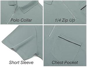 Nuevo diseño de media cremallera Polo camiseta Fitness en blanco Color gris Slim Regular Fit Golf Polo camisas ropa deportiva transpirable secado rápido - Product Image 5