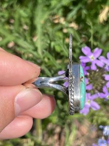 Teardrop <b>Turquoise</b> Flower <b>Ring</b> 925 Sterling Silver Natural Stone Oval Cut Bezel Setting Wedding Party - Product Image 3
