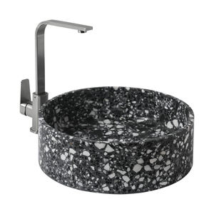 Bassin en terrazzo rectangulaire autoportant à cuvette unique, design d'art moderne, égouttoir d'évier en pierre de marbre artificiel pour application hôtelière - Product Image 3