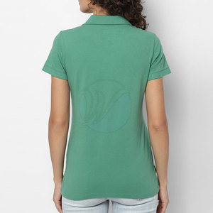 Polos de algodón informales de verano para mujer, con servicio OEM hechos a medida, patrón sólido, logotipo frontal, talla grande, precio al por mayor - Product Image 3