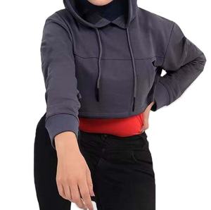 Sweat à capuche court à fermeture éclair personnalisé pour femmes, col roulé, manches tombantes, séchage rapide, écologique, service OEM - Product Image 1