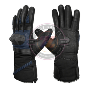 ถุงมือหนังสำหรับนักขี่จักรยานถุงมือหนังแบบเต็มเมล็ดข้าวผสมสิ่งทอพร้อมท่อสะท้อนแสงและถุงมือรถจักรยานยนต์บุนวม - Product Image 1