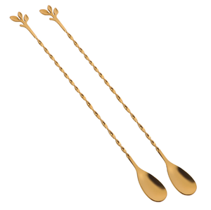 Cuillère à glace longue torsadée en acier inoxydable cordial conçue pour les bars agitateur élégant et professionnel disponible au prix de gros - Product Image 2