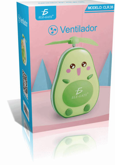 Mini <strong>Fan</strong> with Lamp and Rechargeable <strong>Mirror</strong> in the Shape of an Avocado