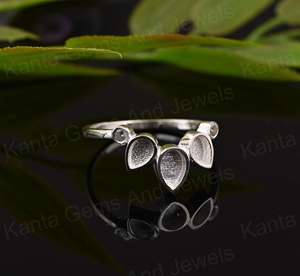 Hot Selling Eco-Friendly 925 Sterling Silver Gold Plated Pear Shape Blank Bezel <b>Ring</b> CZ Setting Handmade Lead/Nickle Jewelry - Product Image 1