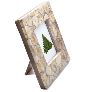 Marco de Fotos Clásico de Bambú Dorado, Azul Oscuro y Verde Claro, Diseño Ecológico Personalizado para Regalo, Mejora la Decoración del Hogar - Product Image 4