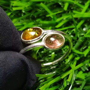 Anillo fino de Plata de Ley 925, 1,56 gramos, cabujón de turmalina múltiple Natural, bisel de piedras preciosas, ajuste de rodio para regalo de aniversario - Product Image 6