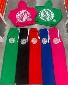 Fabricant de vêtements survêtement survêtements lourds pour hommes pantalons de survêtement et sweat à capuche unisexe ensemble de sweat à capuche imprimé vieilli personnalisé - Product Image 1