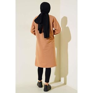 Tunique élégante à imprimé camel pour femmes, style décontracté, jour club, mode, col carré translucide, style perfection personnalisé - Product Image 1