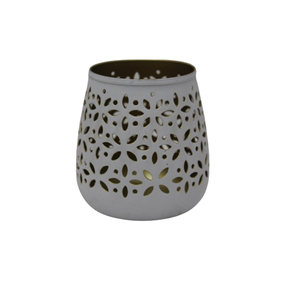 Bougeoir en fer à patine grise en métal pour décoration intérieure faite à la main personnalisée - Product Image 1