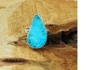 แหวนเทอร์ควอยส์สีฟ้าธรรมชาติแสนสวยสำหรับ925สเตอร์ลิงทำด้วยมืออัญมณี December birthstone ของขวัญคริสต์มาส - Product Image 1