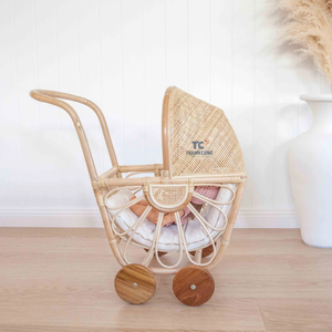 Proveedor de Vietnam, cama de bebé de mimbre hecha a mano de alta calidad, muñeca Vintage Unisex, cochecito con forma de bola, fabricante OEM personalizable - Product Image 4