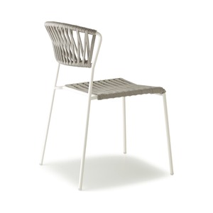 Stackable Outdoor <b>Chair</b> with Painted Metal Frame and Woven Rope Seat - Product Image 5