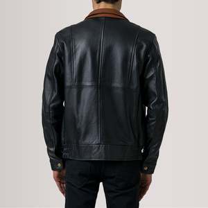 Genuine <b>Sheepskin</b> Leather Reversible Zippered Bomber <b>Jacket</b>-XS Size Water Proof Men's Moto Biker Style Solid Pattern Quilted - Product Image 4