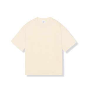 เสื้อยืดคอกลมแขนสั้นผู้ชายแบบใหม่ ผ้าแคนวาสหนา 220 กรัม ผสมสแปนเด็กซ์/คอตตอน ระบายอากาศได้ดี คุณภาพสูง ทรงโอเวอร์ไซส์ ไหล่ตก - Product Image 1