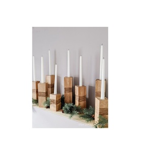 Exquisite wooden <b>candle</b> holder featuring refined details producing soft warm glow enhancing premium arrangements - Product Image 4