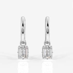 Lab Grown Emerald Cut <b>Diamond</b> <b>Dangle</b> <b>Earrings</b> 18K Gold <b>Dangle</b> <b>Diamond</b> Jewelry - Product Image 4