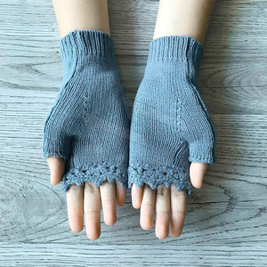 Venta al por mayor de fábrica Guantes sin dedos Mujeres Lana Sin dedos Guantes bordados de punto Hecho en Pakistán - Product Image 4