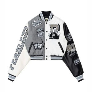 Chaquetas universitarias unisex de talla grande al por mayor chaquetas universitarias en blanco con logotipo personalizado chaqueta universitaria con letras lisas - Product Image 4