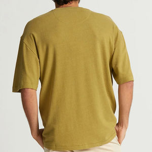 เสื้อยืดถักคุณภาพสูงแบบแห้งเร็ว สไตล์อังกฤษ ปี 2025 ใหม่ รับผลิตแบรนด์ของคุณเอง สีพื้นเรียบ ทรงหลวม ไซส์ใหญ่  แบบเปล่า ปรับแต่งได้ - Product Image 5