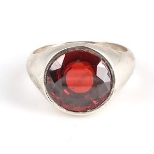 Anillo Redondo de Plata de Ley 925 para Hombre con Incrustaciones de Rubí Sintético, Bañado en Rodio, para Uso Diario - Product Image 5