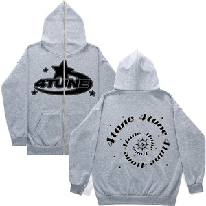 Sudadera con capucha para hombre con logotipo trasero y frontal personalizado, Sudadera con capucha de gran tamaño con estampado de abullonado y cremallera hasta 400 GSM para hombre y mujer - Product Image 5