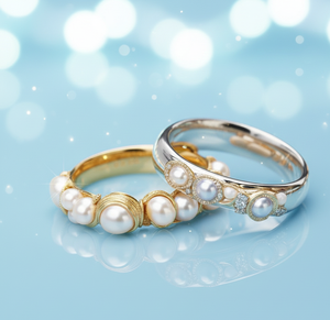 Bague en argent sterling 925 plaqué or 18 carats avec perle naturelle de luxe de 4 mm ronde et zircon cubique, bijoux fins pour femmes, bijoux faits à la main - Product Image 5