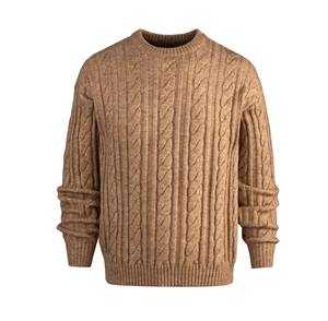 Pull à manches longues pour homme Pull d'hiver personnalisé Col rond classique Jacquard torsadé Anti-froissement Pull en tricot décontracté - Product Image 1